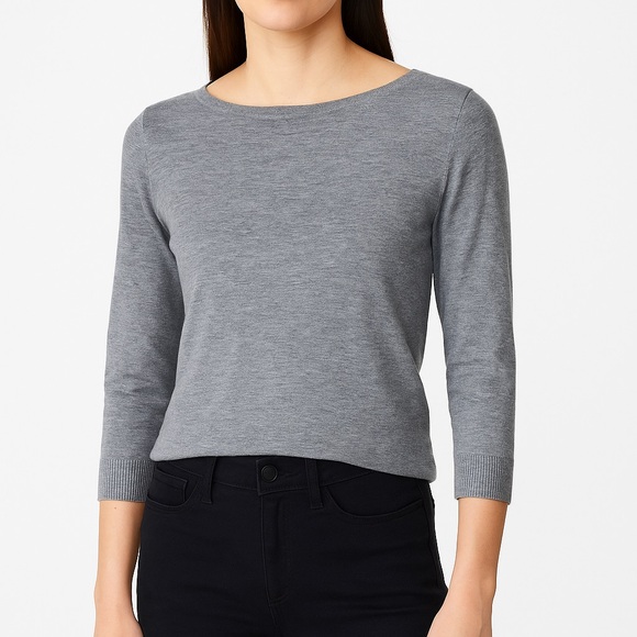 LOFT Grey Button Back 3/4 Sleeve Lightweight Sweater Size M - Picture 1 of 9